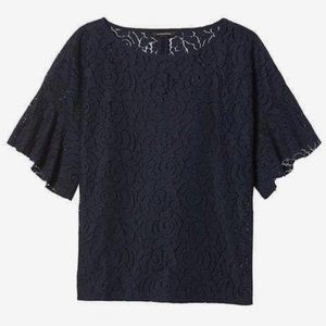 Banana Republic Women's Navy Blue Floral Lace Top